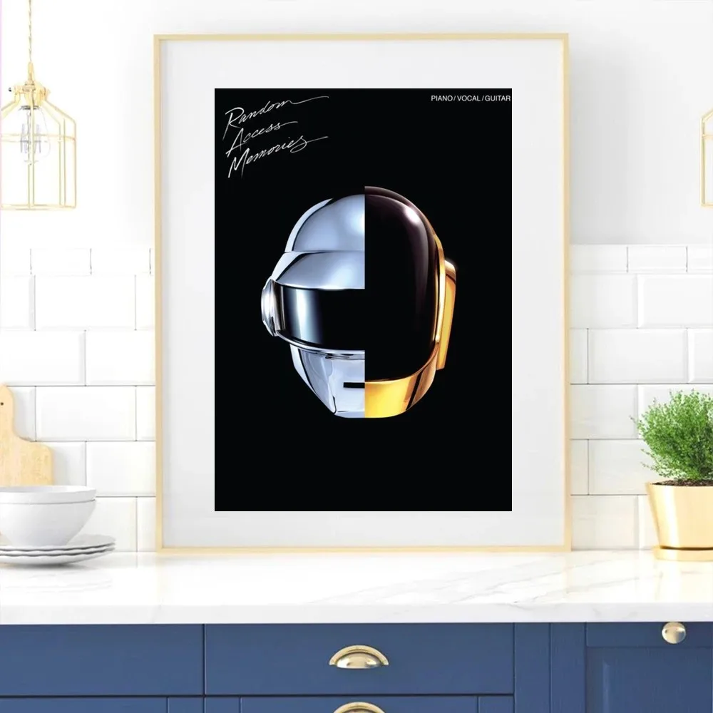 D-Daft Punk Band Poster Home Room Decor Livingroom Bedroom Aesthetic Art Wall Painting Stickers