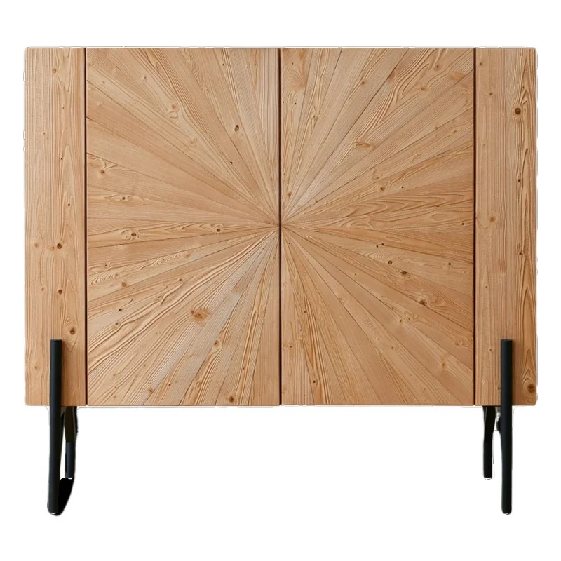 

wabi style shoe cabinet, French retro solid wood TV cabinet, handmade parquet edge