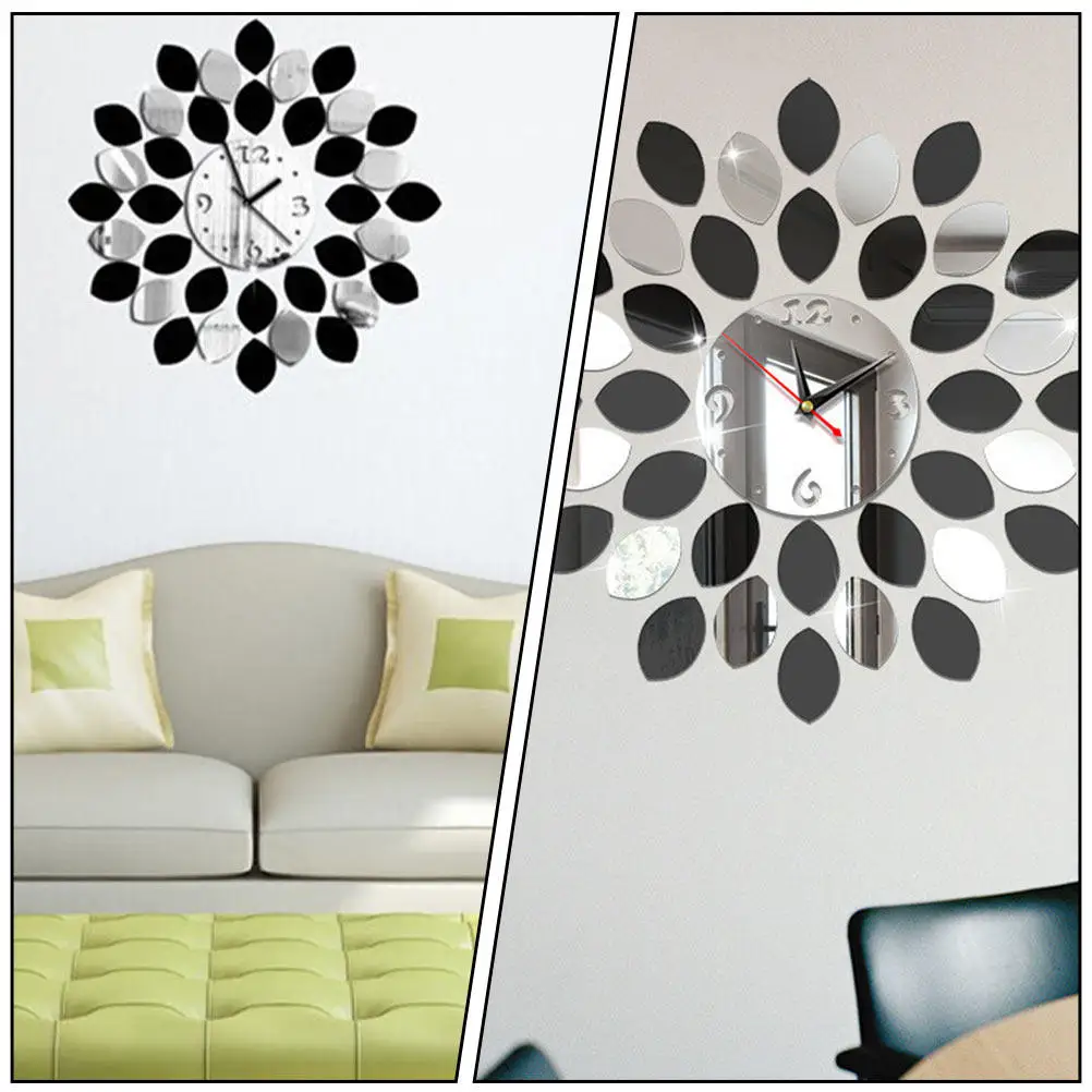 

1 шт. 3D наклейка на стену, зеркало, современные серебряные легкие декоративные настенные часы для гостиной, спальни, кухни, домашнего офиса
