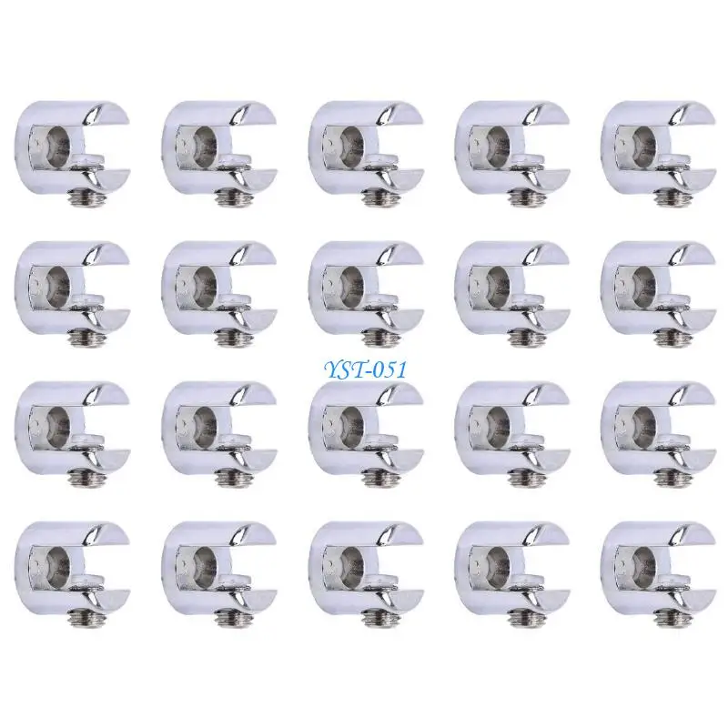 

E15A 10/20pcs Glass Clamp Bracket Adjustable Shelf Clip Flat Back Mount Holder