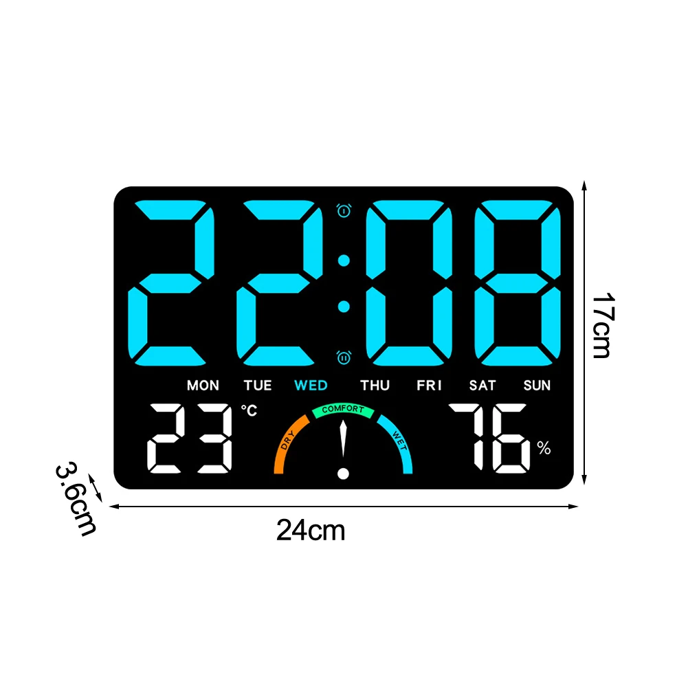 Alarm Settings LED Digital Clock White Comfort Level Indicator Convenient Display Easy To Read Practical Addition For Home Use