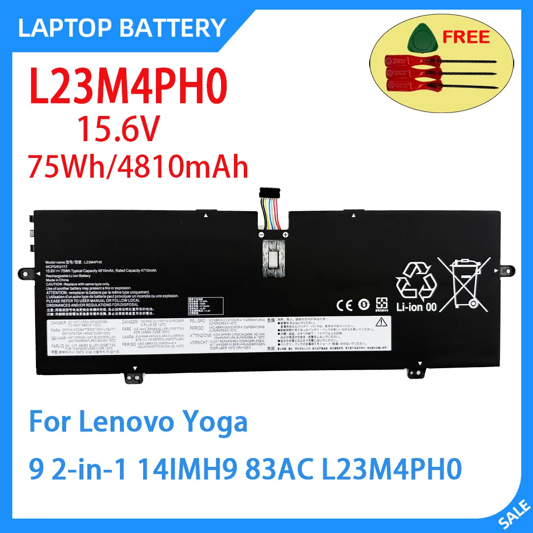 

Новый аккумулятор для ноутбука L23M4PH0 15.6V 75Wh 4810mAh высокого качества для Lenovo Yoga 9 2-in-1 14IMH9 83AC L23M4PH0