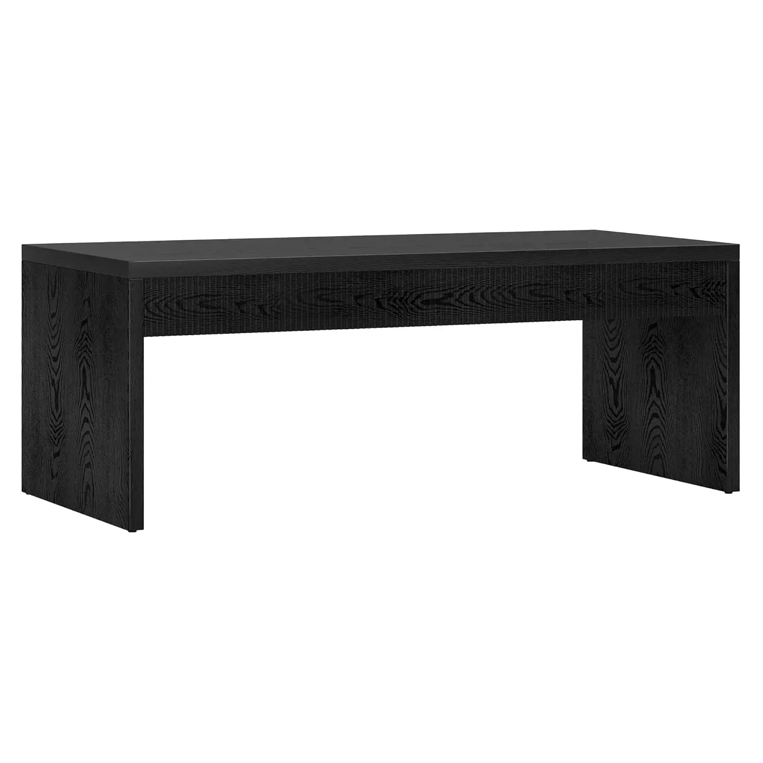 

48" Fluted Rectangular Coffee Table with Ribbed Front Panel for Living Room, Family Room, or Office, Natural Black, Customized