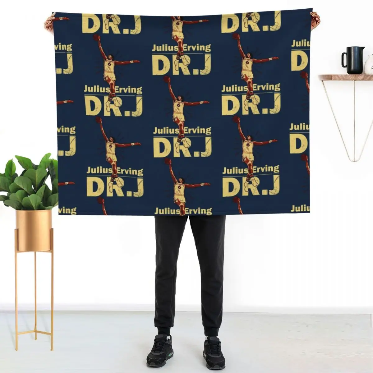 

Dr.J Julius Erving - Old School Dunk D Throw Blanket Warm Comfortable Blanket for Office Napping