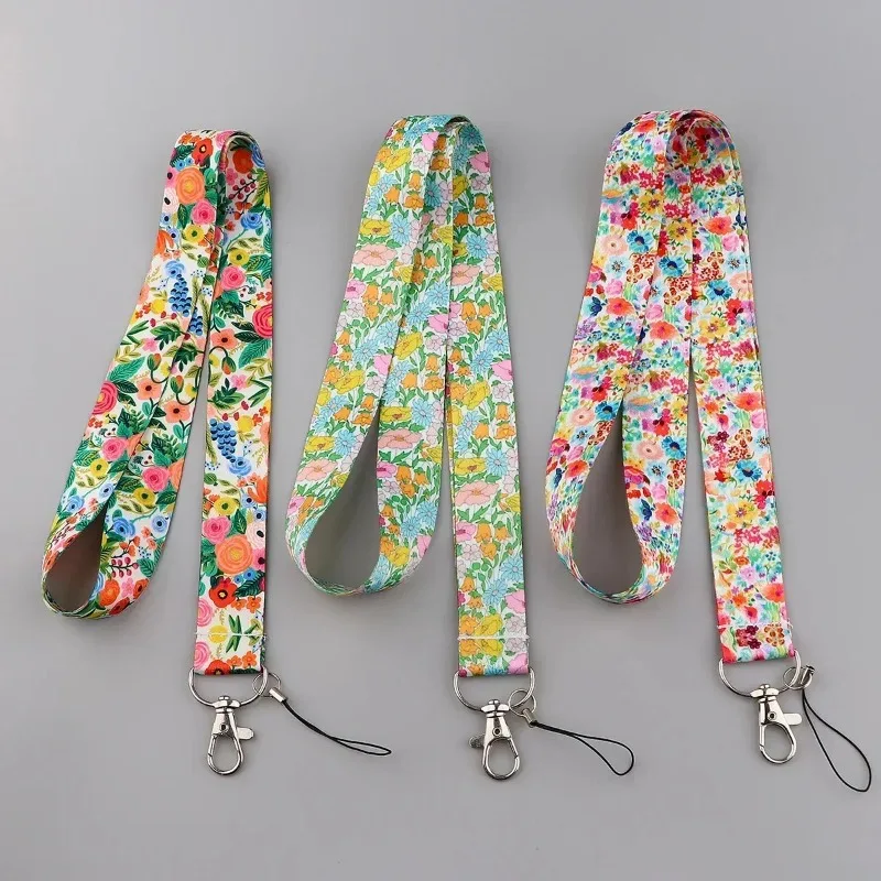 

Flowers Series Lanyards Keychain Mobile Phone Cord Neck Strap Beautiful Lanyards Card Sleeve Accessories Fashion Gifts