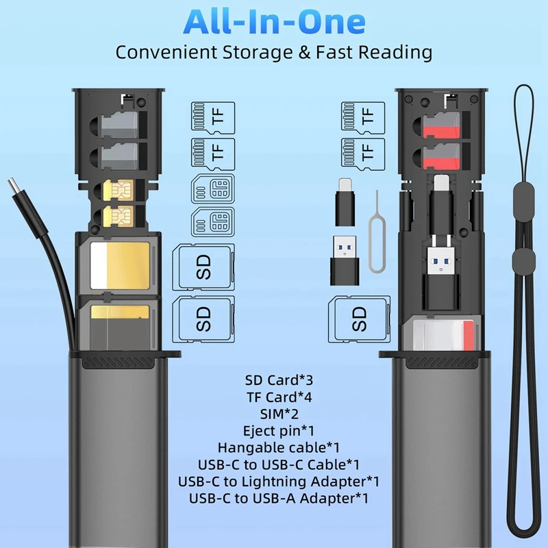 13 In 1 USB Type C OTG Adapter Multi Function Data Wire Rod SIM KIT TF Card Memory Reader Storage Case Holder