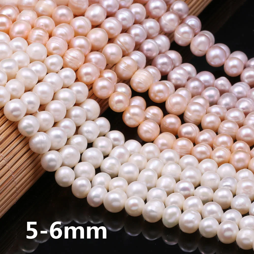 

A 5-6mm 100% Nearround Natural Freshwater Pearls White Loose Spacer Beads for Jewelry Making DIY Necklace Bracelet Accessories