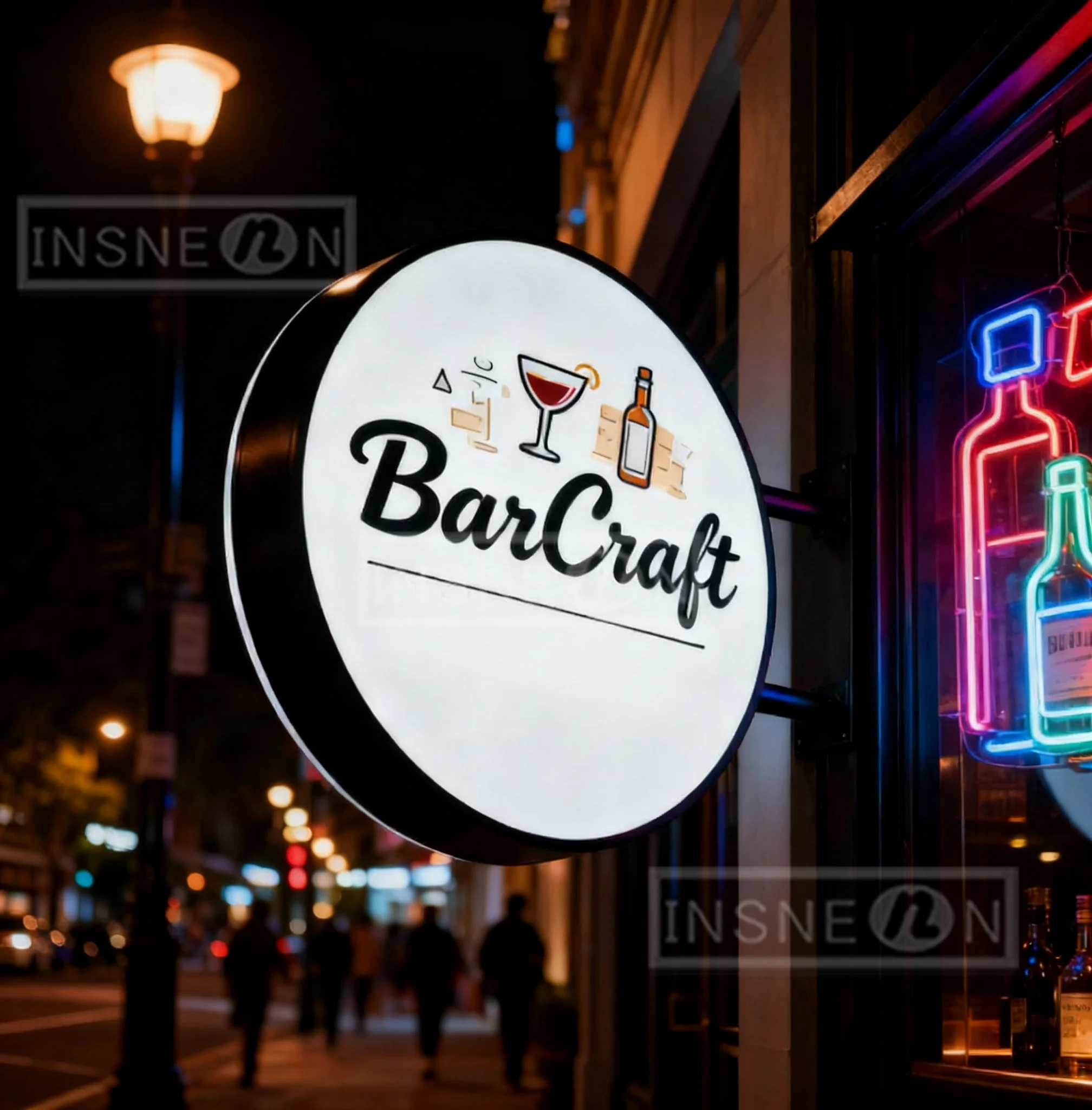 BarCraft Custom Light Box Sign with Your Text Logo, LED Coffee & Bar Business Storefront Sign, Outdoor Lightbox