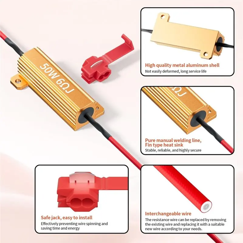 ABUG-Untuk Perlengkapan Lampu Sein LED-4 Buah Kit Resistor Beban 50W 6Ohm Untuk Memperbaiki Lampu LED Berkedip