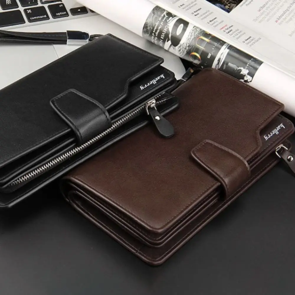 Multifunctional PU Leather Long Men Wallet Multi-layer Large Capacity Card Holder Zipper Male Purse Outdoor