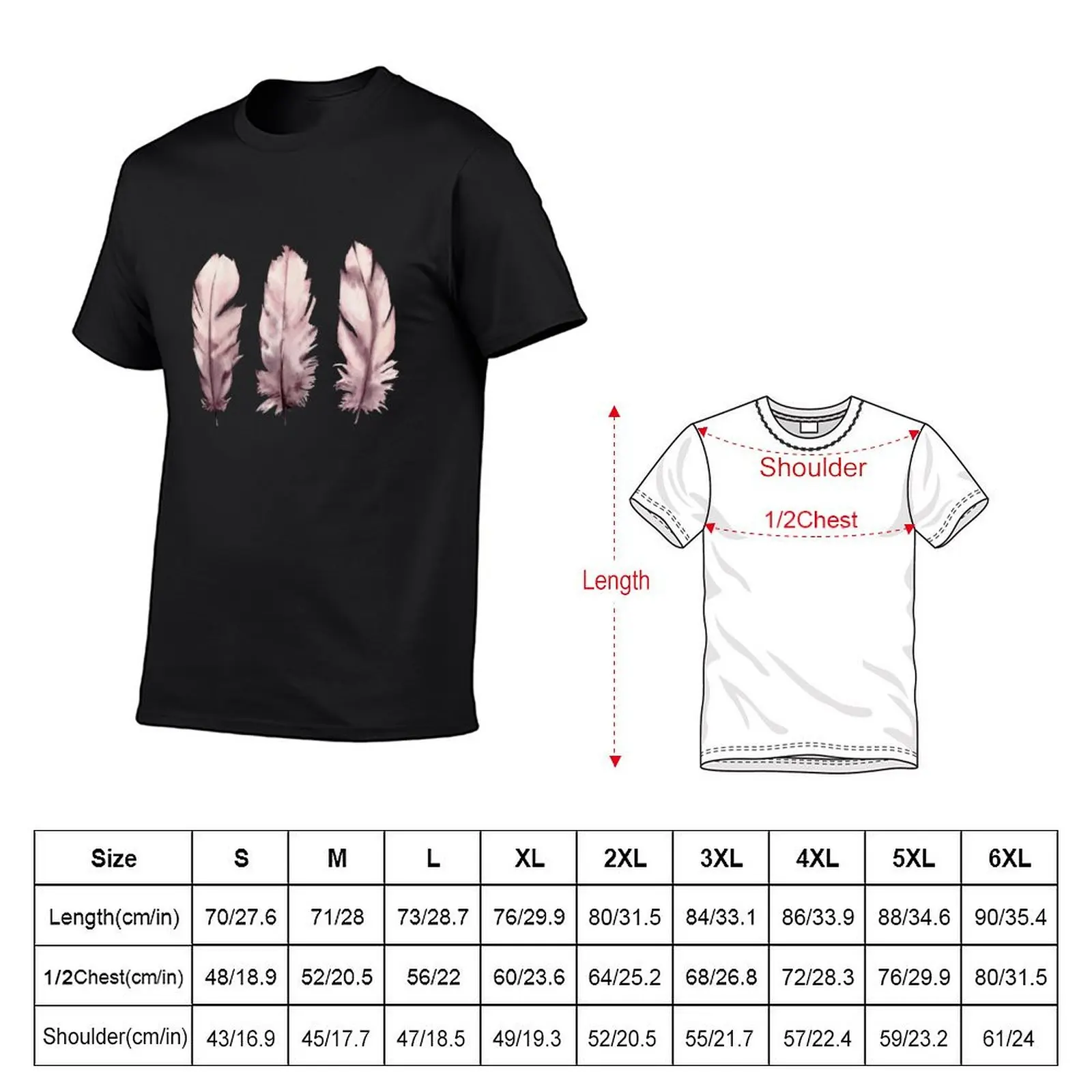 Blush pink feathers illustration T-Shirt anime Aesthetic clothing man clothes essential t shirt men clothings