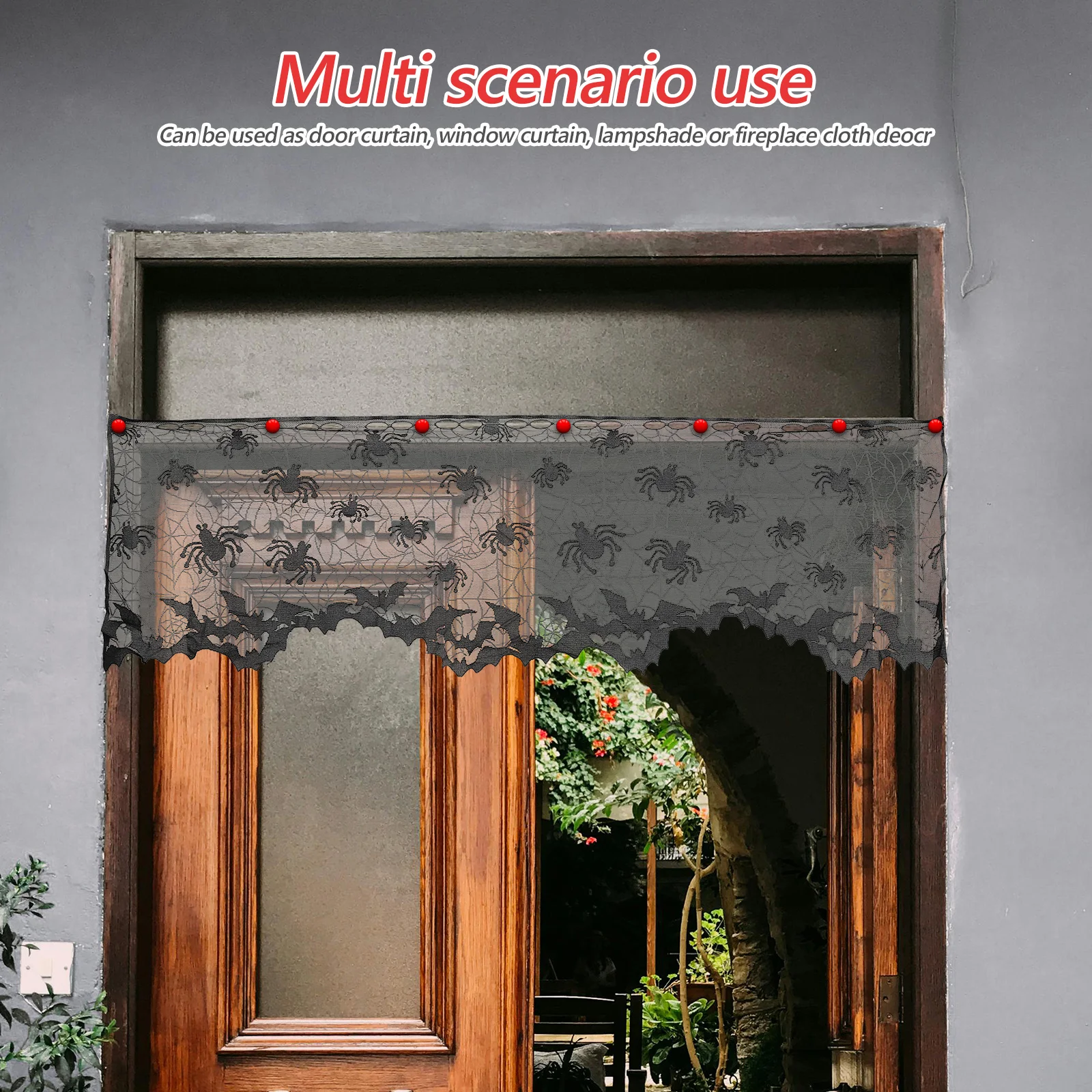 Lace Window Fireplace Cloth Decor Curtain Halloween Spider Web Design Door Curtain Lampshade Fireplace Cloth Decor Black