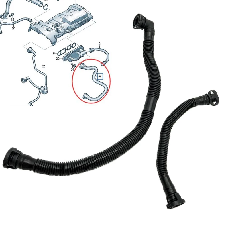 

1/2PCS Black Crankcase Breather Valve Vent Hose Pipe 06F103221E For VW Audi 2.0 TFSI - PCV Car Accessories Car Accessories Parts