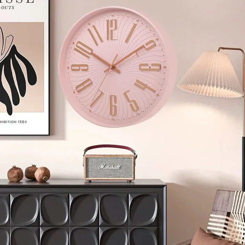 10 Inch Nordic Design Round Wall Clock Silent Living Room Beautiful Wall Clock Larger Wall Clock for Study Kitchen Decoration