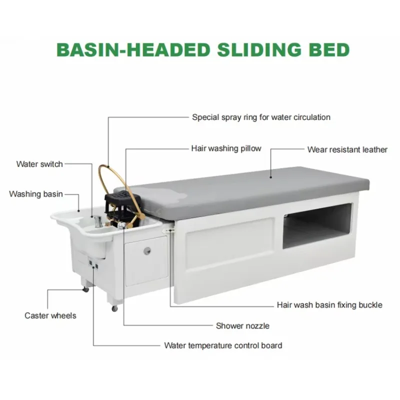 Modern Comfort Style Plastic Head Spa Bed for Beauty Salon & Barber Shop Water Circulating Massage  Shampoo Bed