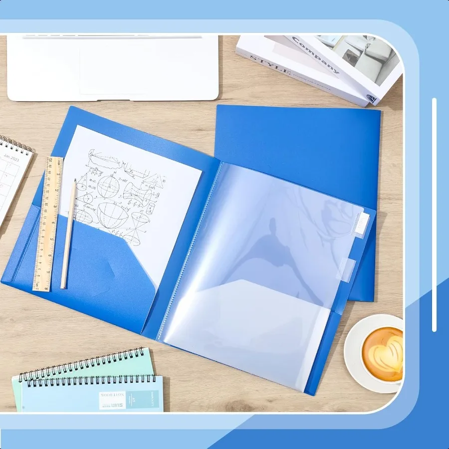 Cartelle multitasche in plastica resistente da 8 pezzi Cartelle organizer tascabili con tasche per ufficio, aula, busin, 6 tasche