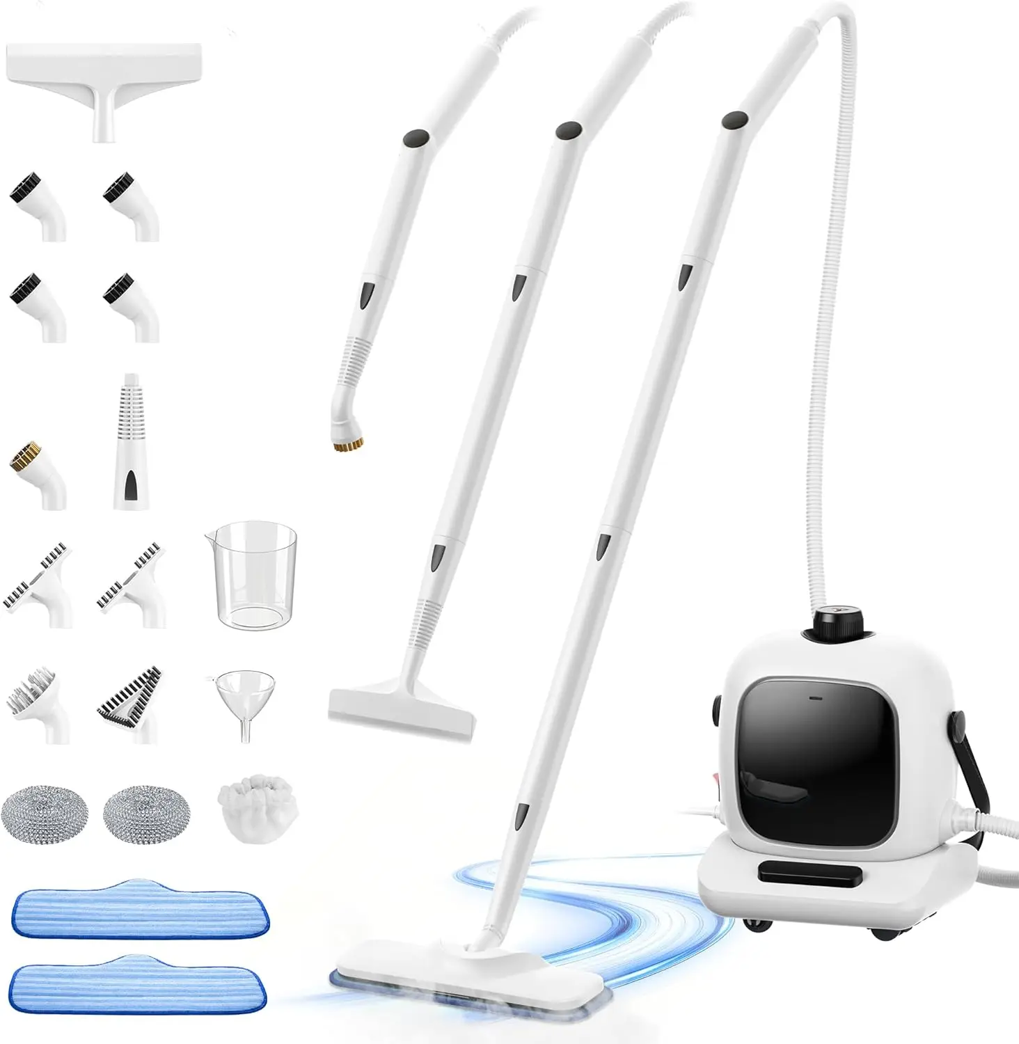 Multi-Surface Steam Cleaner with 25 PSI Pressure, 21 Accessories for Tile, Carpet, Furniture - Chemical-Free Deep Cleaning