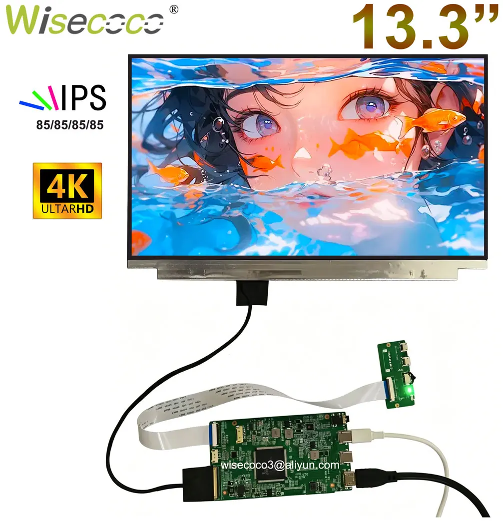 Ultra-Thin 13.3 Inch 3840x2160 4K UHD TFT LCD Screen Module IPS EDP 40-Pin USB-C Driver Board for Laptop Raspberry Pi Display