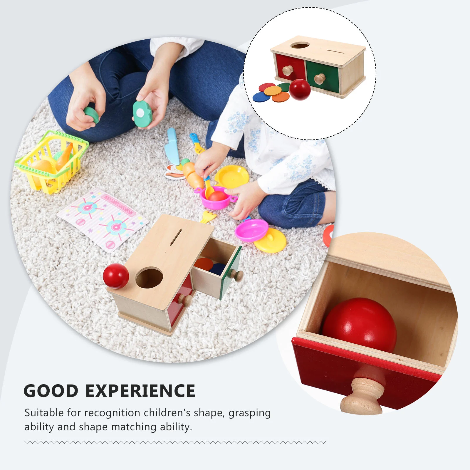 Box Montessori Teaching Aid Coin Child Toddler Toy Drawer Development Ball Drop Wood Infant Toys Motor Skills Training