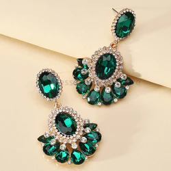 Fashion Teardrop Chandelier Decor Shiny Glass Dangle Drop Earrings For Women Trend Luxury Quality Unusual Wedding Party Jewelry