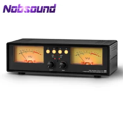 Nobsound MIC+LINE Analog Dual VU Meter Sound Level DB Panel Display 4-way Audio Splitter Switcher Box Music Spectrum Visualizer