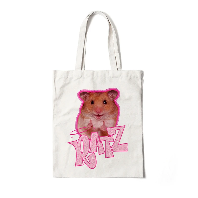 Tote Bag Kawaii Ratz Reusable Grocery Canvas Shopping Bag Harajuku Shopper Bag Women Shoulder Bag Eco Bag Large Cute Tote Bag