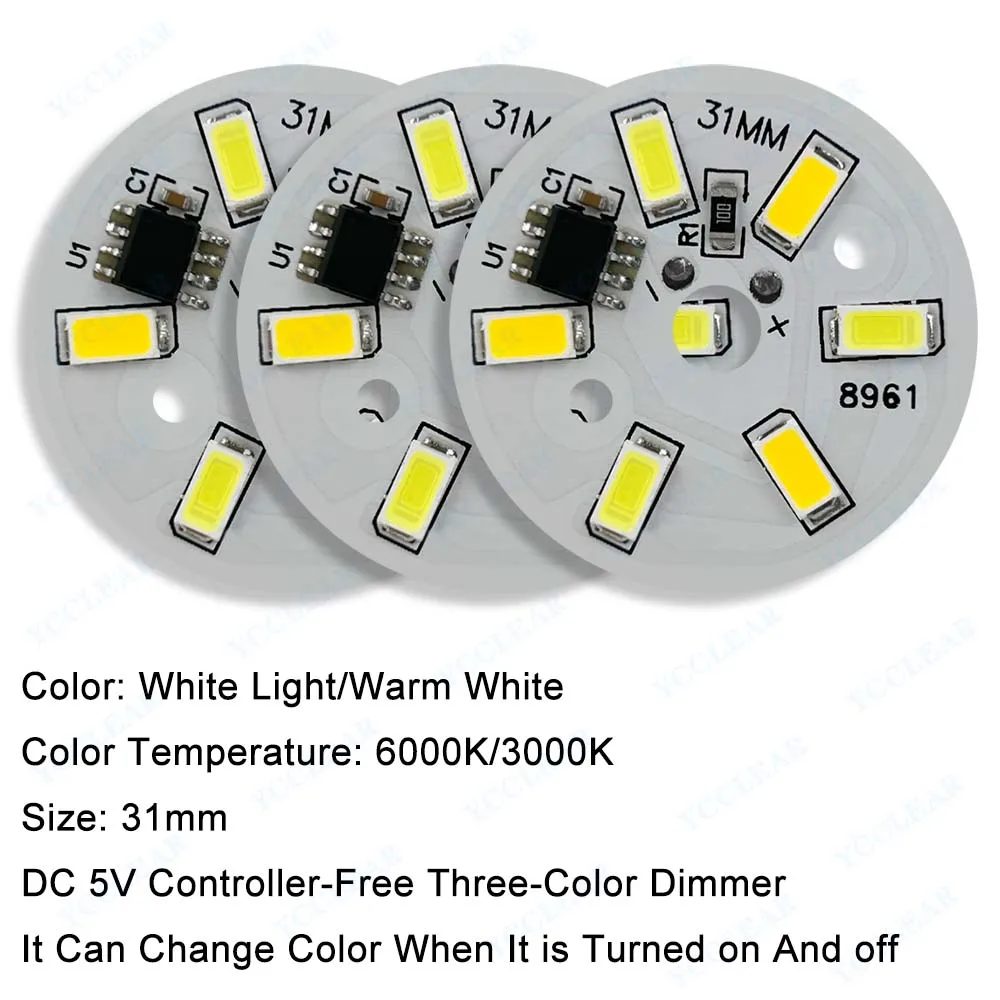 5V LED Light Board Warm White Light SMD 5730 Two-Color Diameter 31mm 50mm Lamp Beads Panel For Beech Lamp Spotlight Downlight