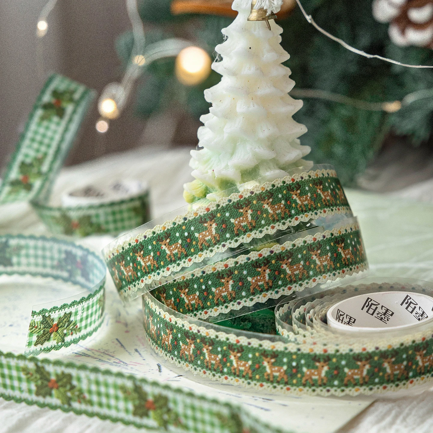 Morning Rain Merry Christmas Journal Tape Ins Style Embroidered Border DIY Christmas Gift Decoration Lace Stickers