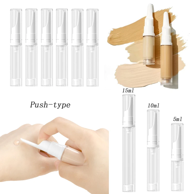 50Pcs 5ml/10ml/15ml Mini Klare Vakuumpumpe Flaschen Nachfüllbare Spender Behälter Für augencreme Flüssige Foundation Reise Flasche