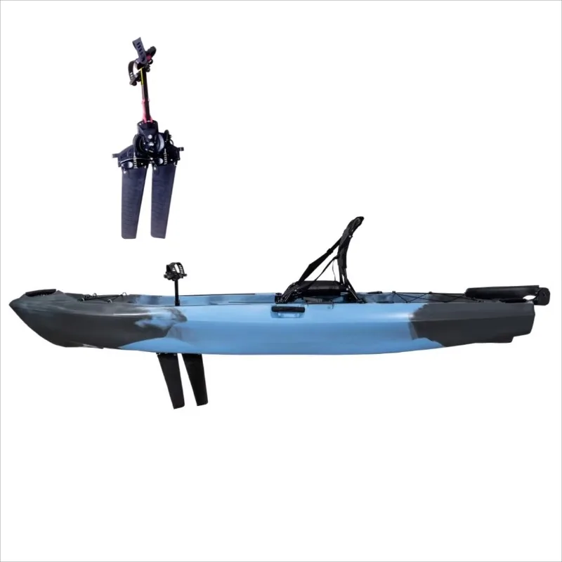10ft Fin Pedal Fishing Kayak Single Seat HDPE Kayak With Rudder System For Fishing & Adventure Rivers 3.04Meters