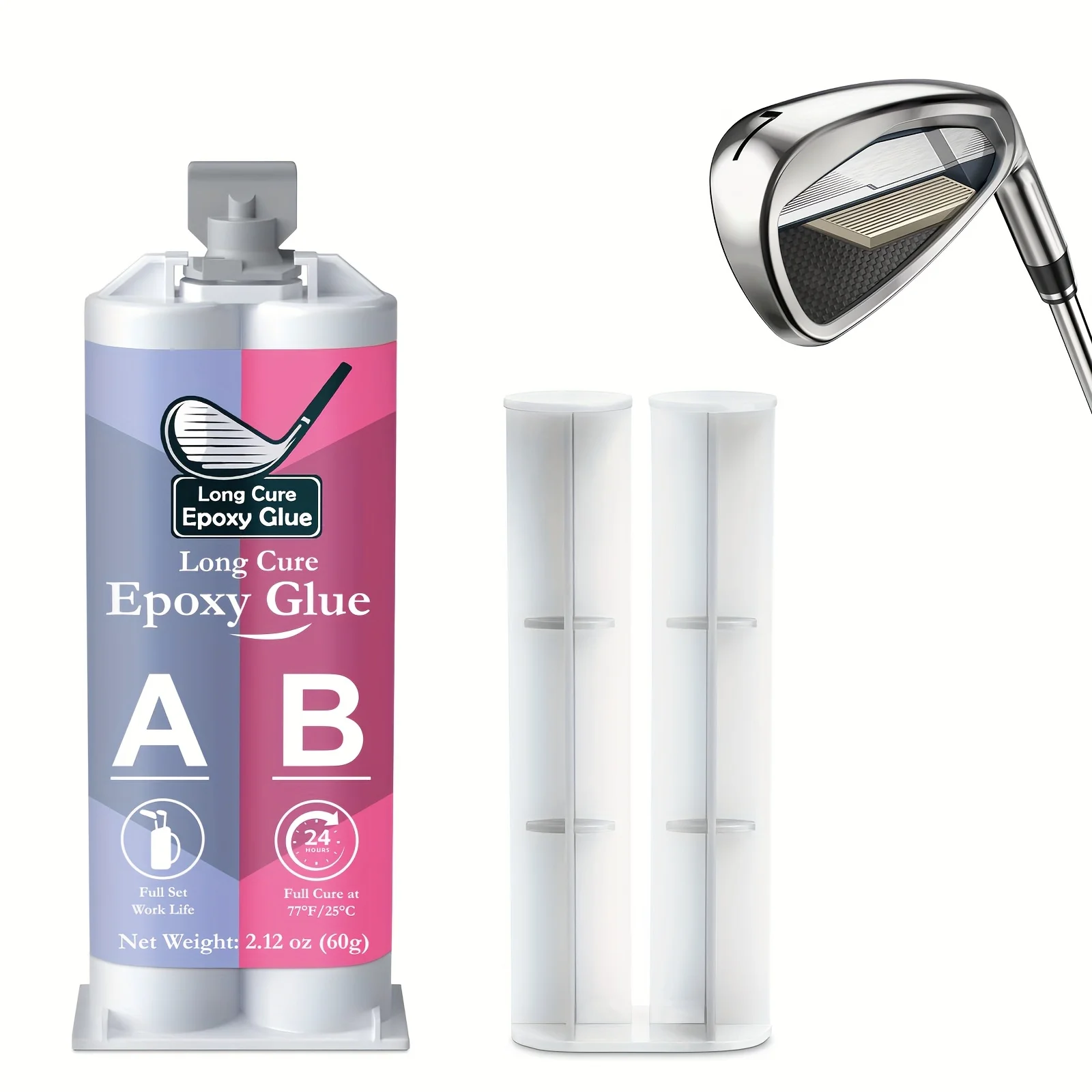 Golf Club Epoxy 60ml, Cure Transparent Durable Golf Epoxy, Used to Repair All Clubs, Heads, Drivers, Putters and Irons