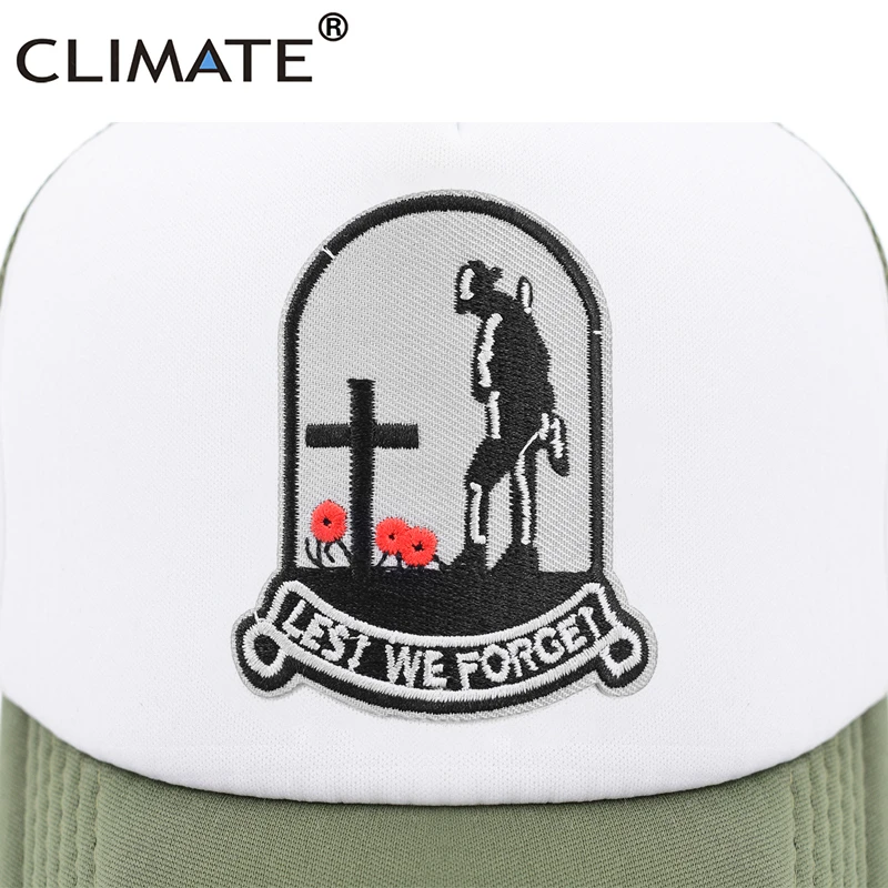 CLIMATE Lest We Forget Comrade Cap Do Not Foget Comrade Trucker Cap Fall In Battle Sacrifice Green Hat Cap Cool Summer Mesh Cap