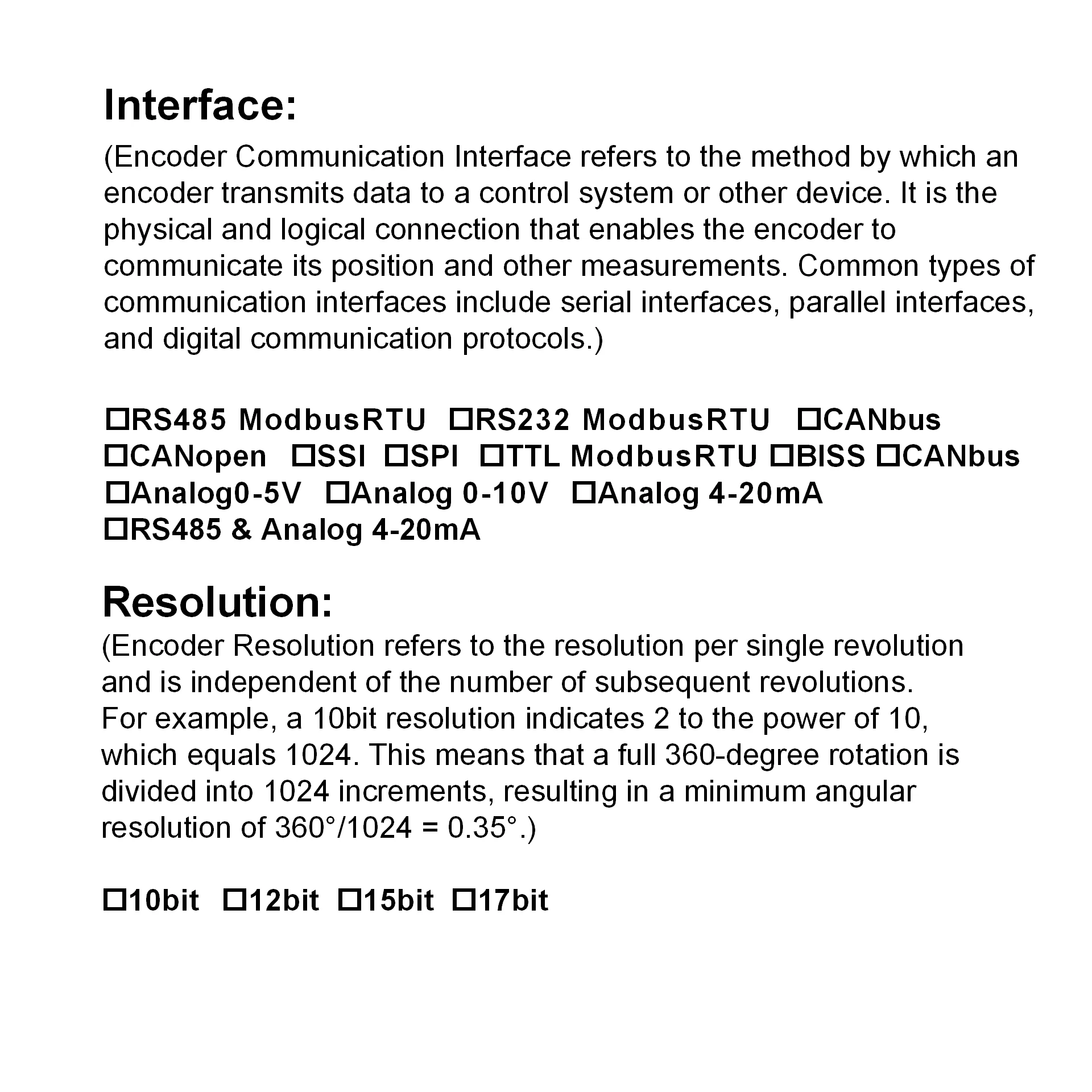 Waterproof single turn 8mm blind hollow Rotary Absolute Encoder Interface Angle Measurement Wide Voltage High Resolution