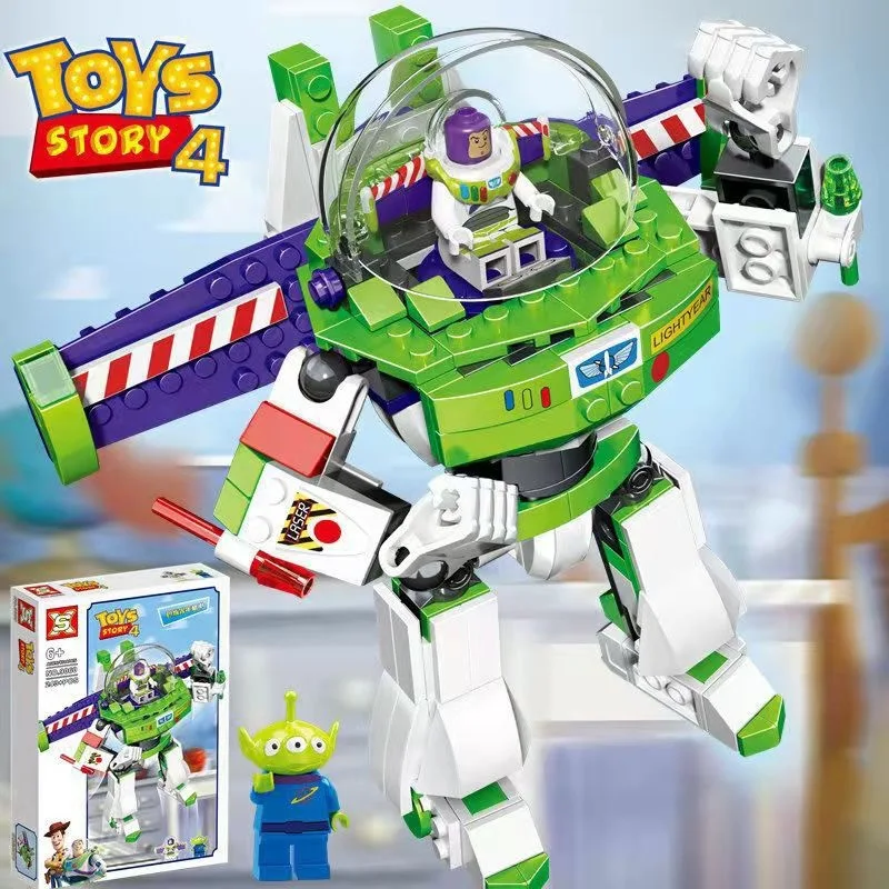 Popular Disney Pixar Toys Story 4 Buzz Lightyear Moc Mecha Puzzle Assembled Building Block Toys Gifts For Children Assembly Toys