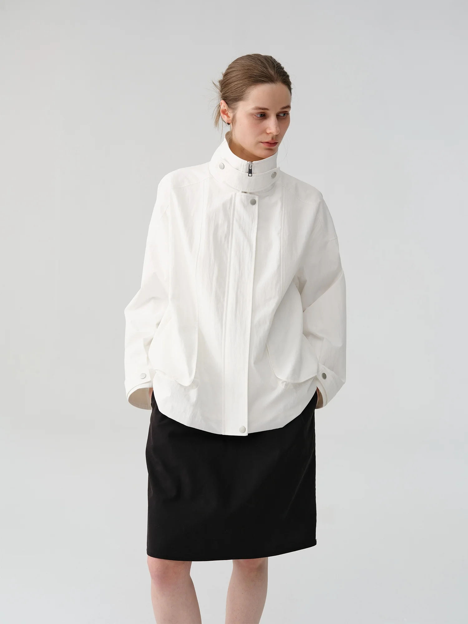 

Женская куртка-пилот Camon из хлопка, с воротником-стойкой, весна 2026, повседневная, свободного кроя, короткая, класса люкс, бесшумная