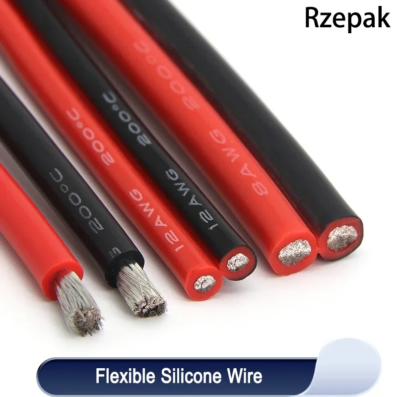 1/5/10m Flexible Silicone Cable 26 24 22 20 18 16 14 12 10 8 6 4 2AWG Car Battery Automotive Line Heat-resistant Electrical Wire