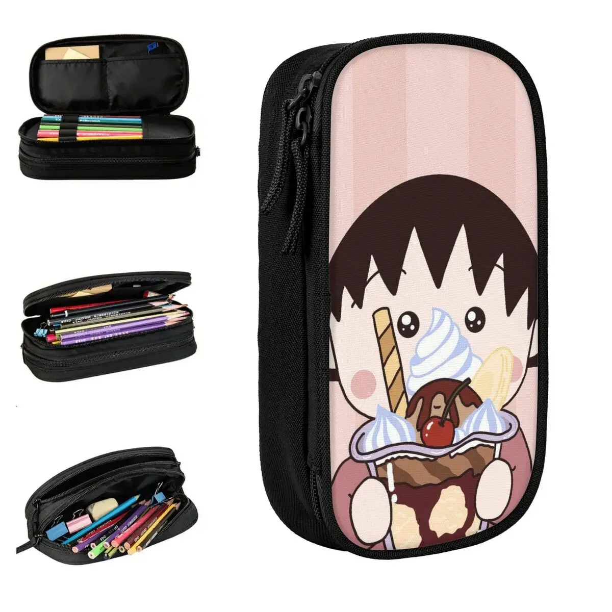 Anime Chibi Maruko Chan Pencil Case Fun Pen Holder Bag Student Large Storage Students School Gifts Pencil Pouch