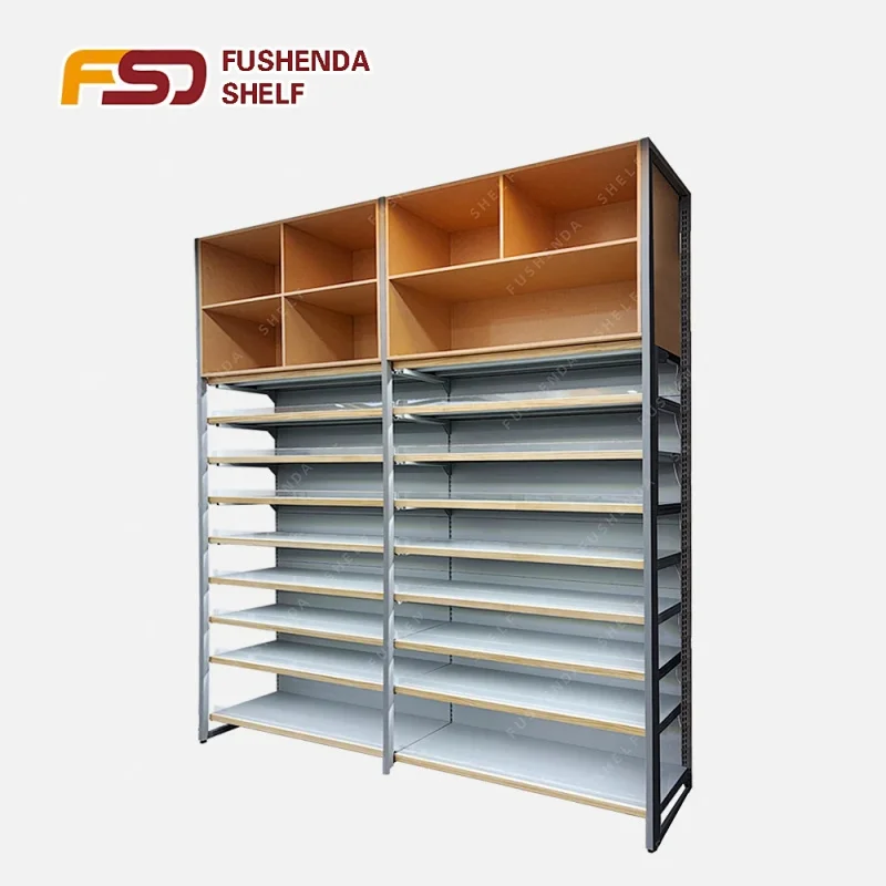 custom.Hot-sale Single-sided/Double-sided Light Duty Metallic/Wooden Exquisite Display Stand Convenience Store Shelf