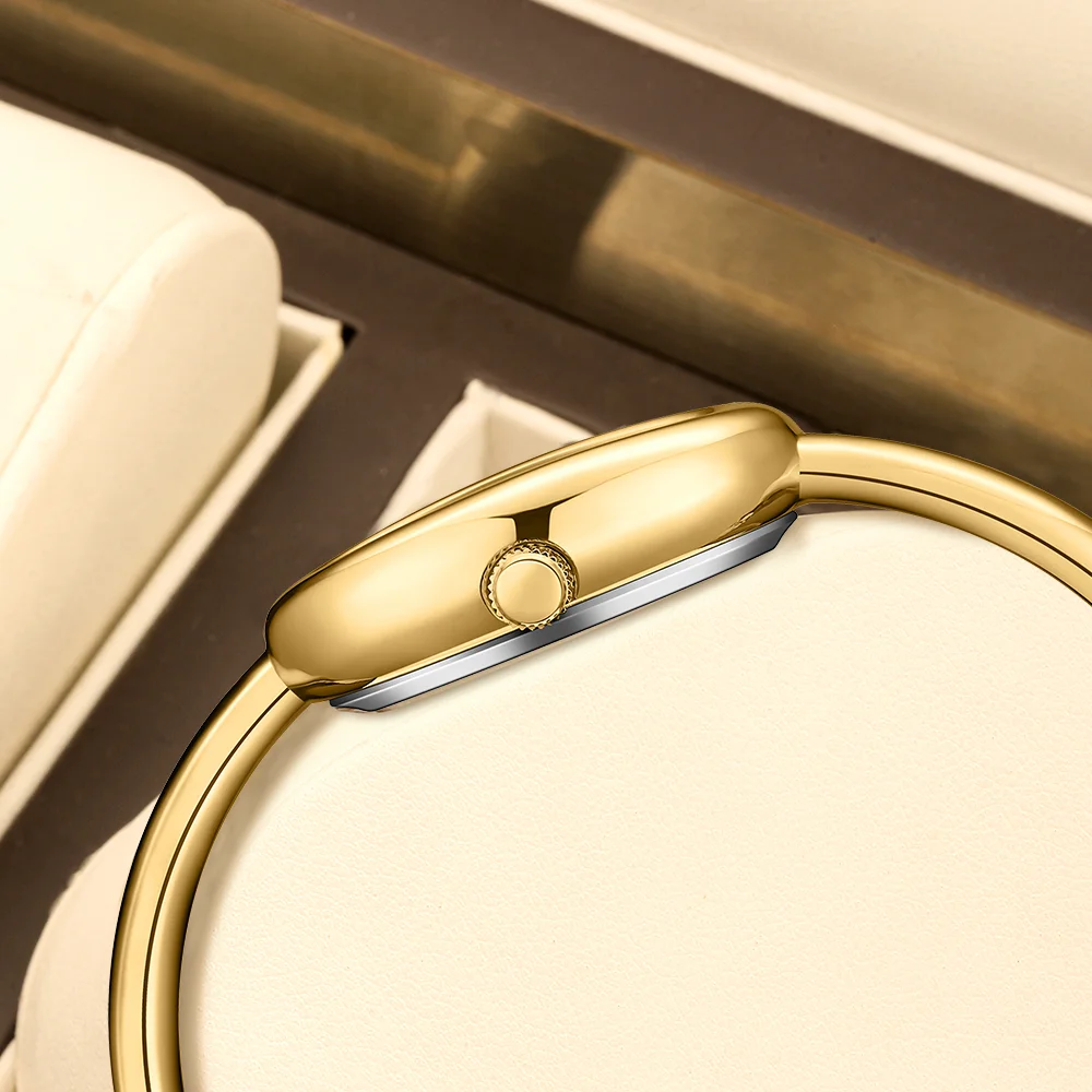 YaLaLuSi Brand Women's Bracelet Quartz Watch Light Luxury Oval Gold Watch Roman Numerals Wristlet Vintage Fashion Gift box