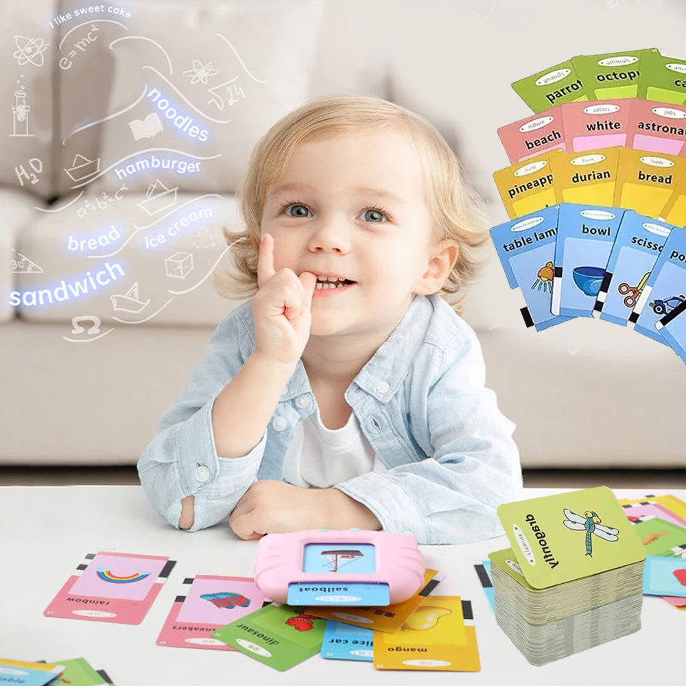 Talking FlashCards for Kids Electronic Early Education Machine Montessori Toy Flash Card Preschool Toddlers Biy Girl Gift Travel