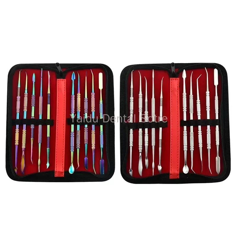 5sets Dental Instrument ToolsOrganizer Dental Carving Plaster Knife Spatula Practical Stainless Steel Teeth Wax Dentist Tool kit