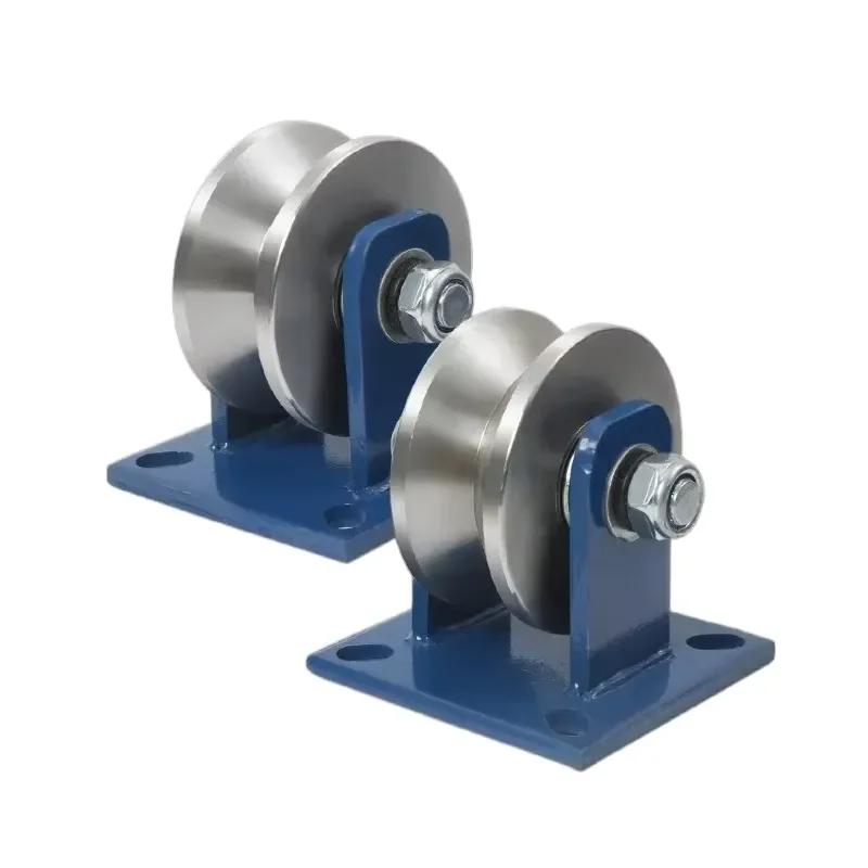 OEM Custom Heavy Duty Steel V Groove Pulley Wheel Triangular Track Roller for Light Rail System Industrial Sliding Gate