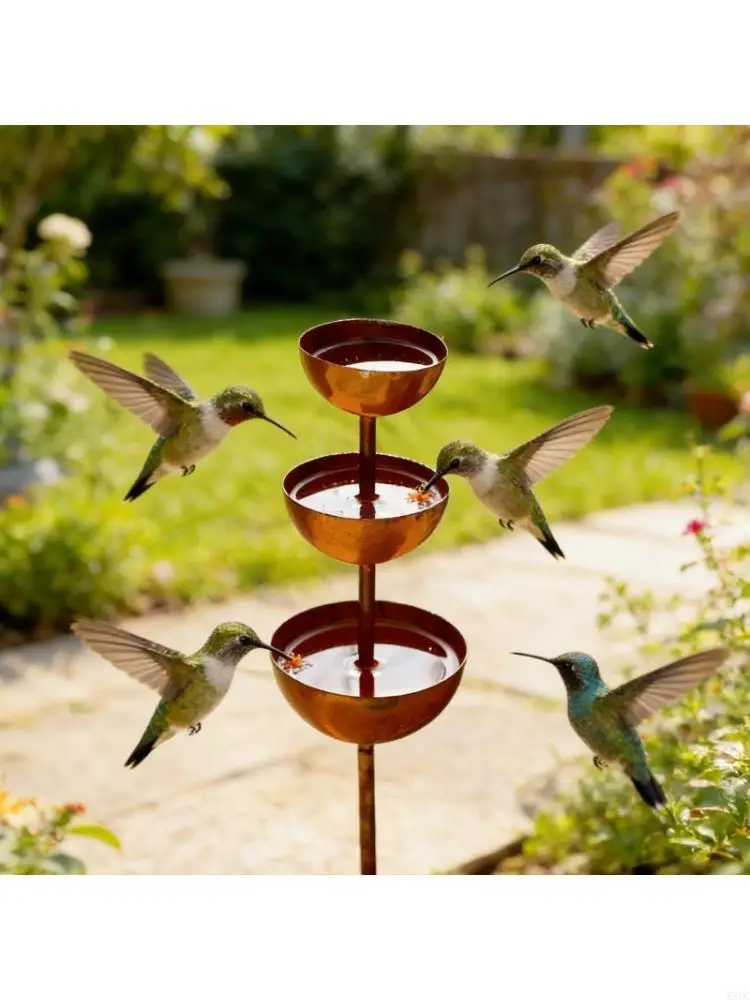 Rusty Iron Rainwater Collector Decorative Stake For Outdoor Garden Display X3UC