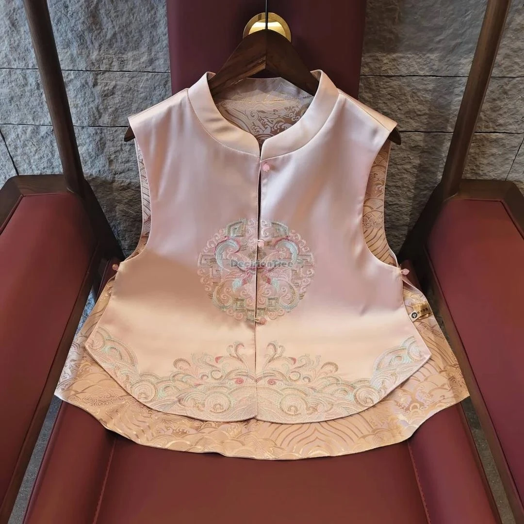 

2025 новый жилет в китайском стиле в национальном стиле, женский новый жилет без рукавов с вышивкой, Cheongsam на пуговицах, костюм Тан, жилет t01