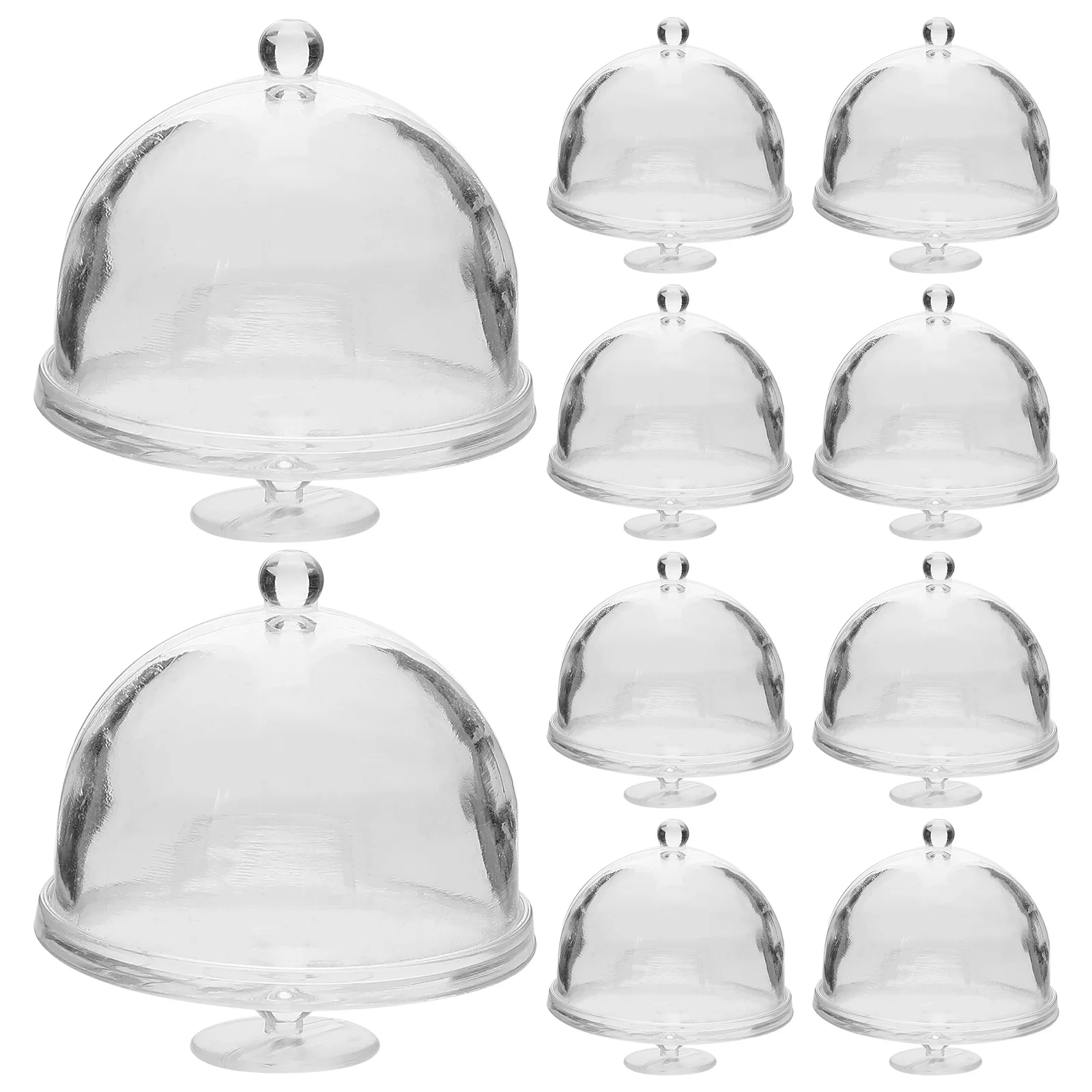 

10 Pcs Accessories Mini Cake Holder Small Food Containers Plate with Dome Plastic House Accessory