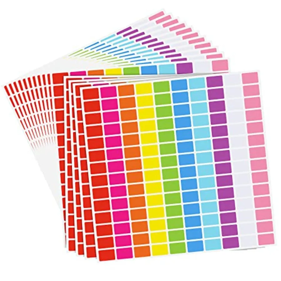 

2800 Pcs Rectangular Color Coding Labels 0.5 x 0.75 Price Stickers for Garage Sale Square Removable Assorted Labels in Multiple