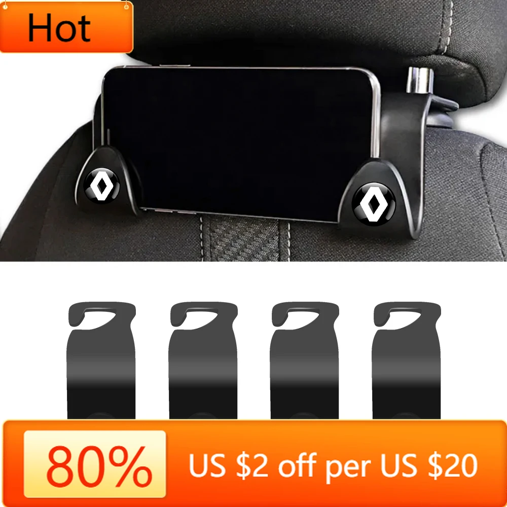 

2026 Лидер продаж, наклейки для интерьера Renault, 2/4 шт., крючки для хранения на заднем сиденье автомобиля, держатель-органайзер для Renault Captur Fluence Koleos Sce