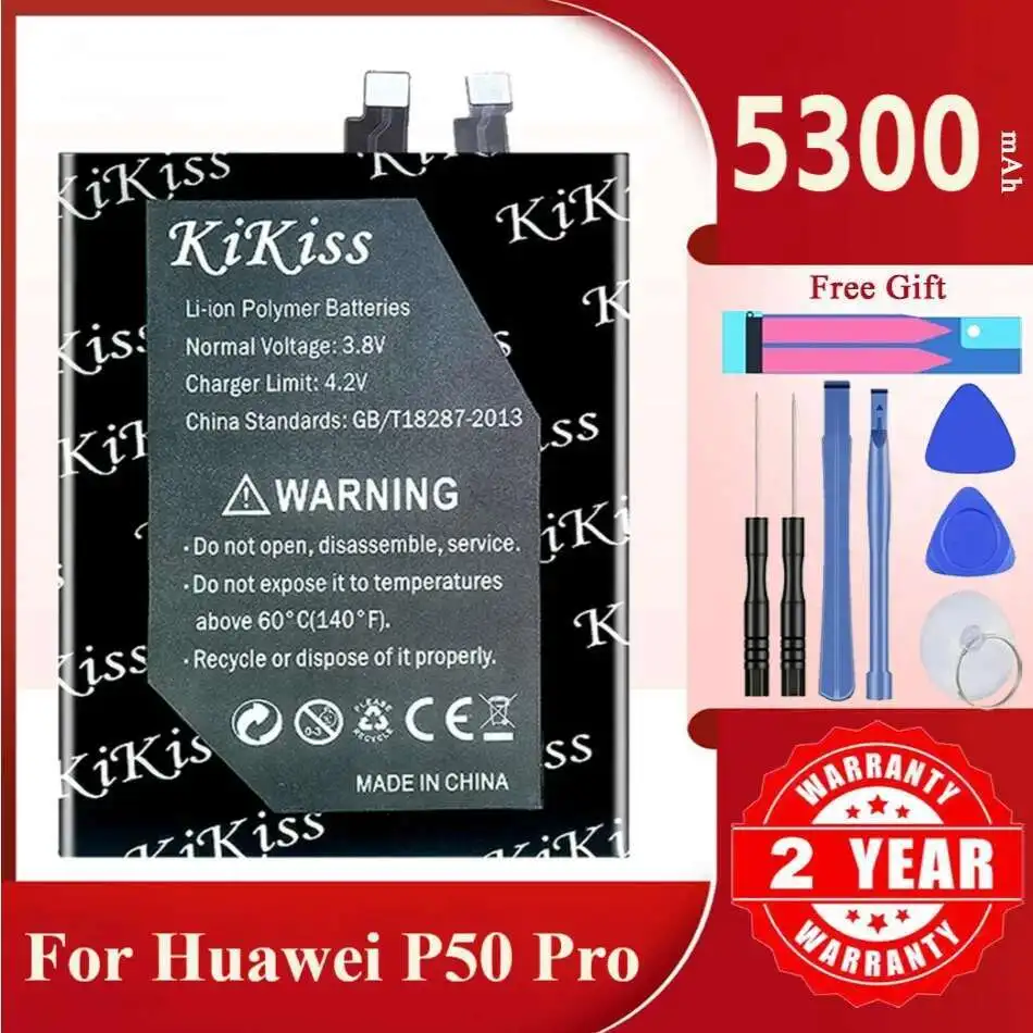 Baterai Kikiss 5300Mah HB536479EFW Untuk Huawei P50 Pro JAD-AL00 JAD-AL60