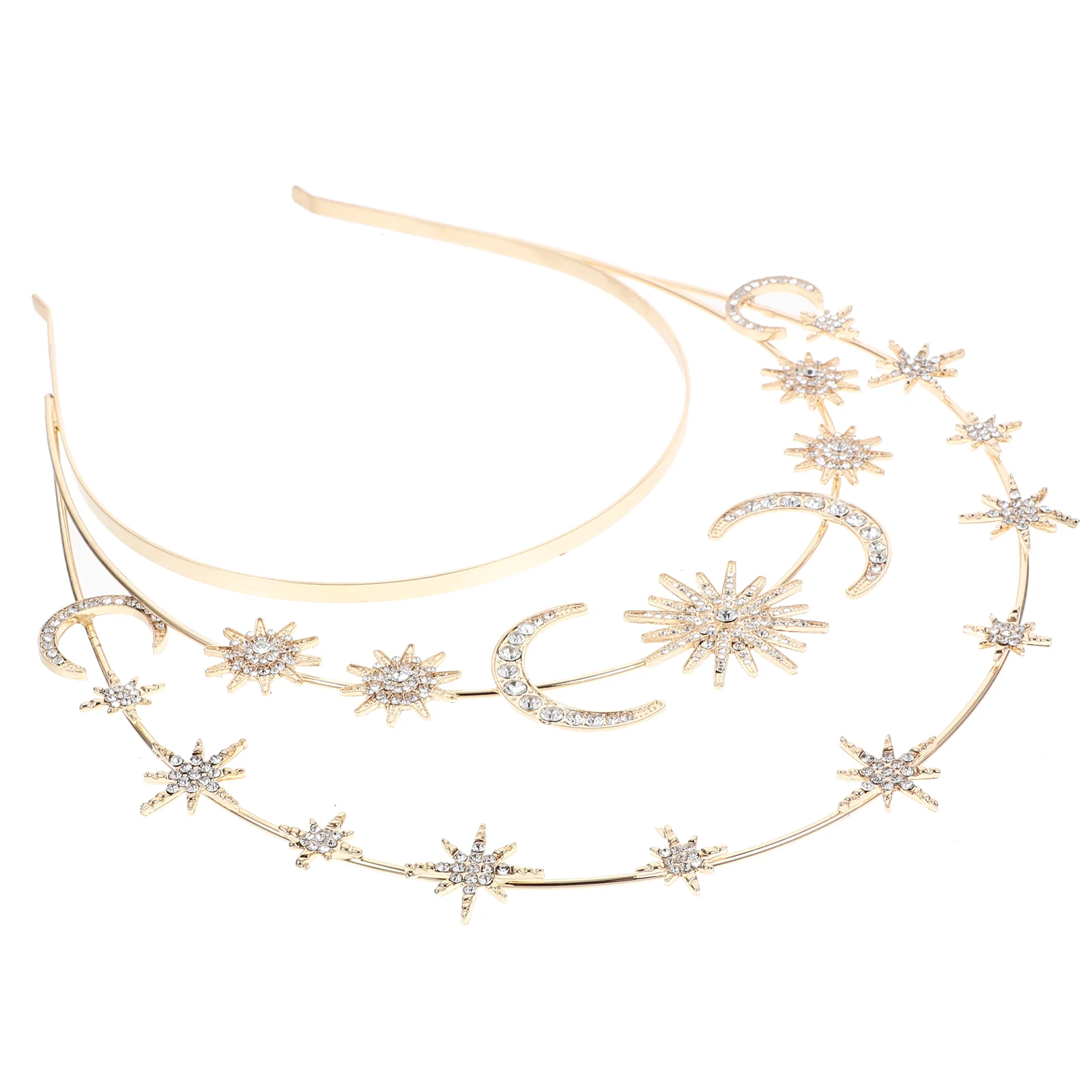 

Moon Hairband Attractive Crown Crowns for Women Headband Metal Three Tier