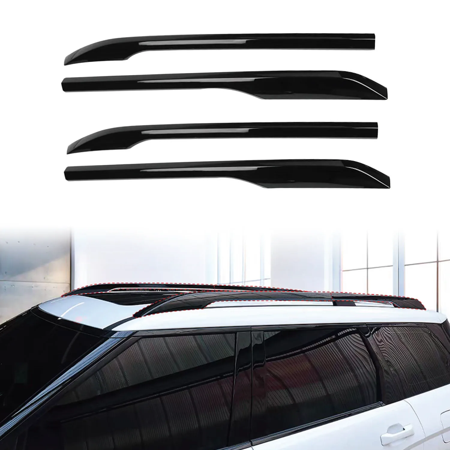 

For Hyundai Palisade LX3 2026 Glossy Black Roof Rack Rails Luggage Carrier Side Bars Cargo Racks Kit Exterior Accessories 4pcs